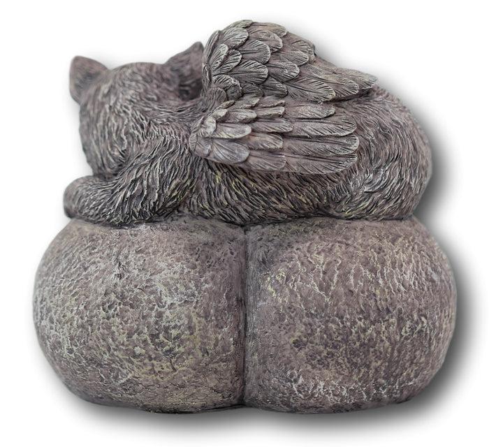 Ebros Gift Pet Memorial My Love Sleeping Angle Cat Foot Print Rock Urn Bottom Load 30 Cubic