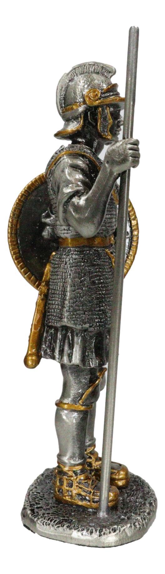 Ebros Gift Pewter Medieval Halberdier Knight Guard With Pole Spear And Shield Figurine
