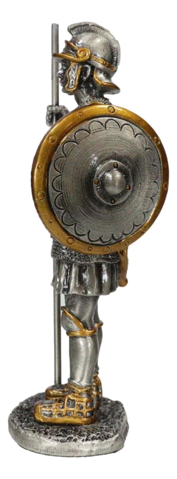 Ebros Gift Pewter Medieval Halberdier Knight Guard With Pole Spear And Shield Figurine