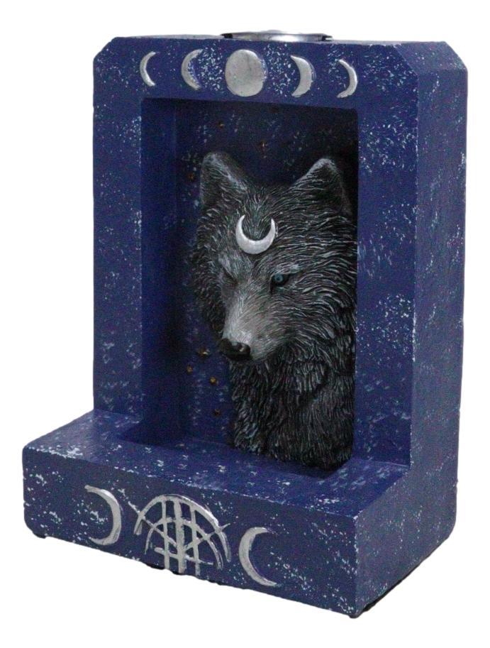 Ebros Gift Phases Of The Moon Alpha Black Wolf With Crescent Mark Backflow Incense Burner