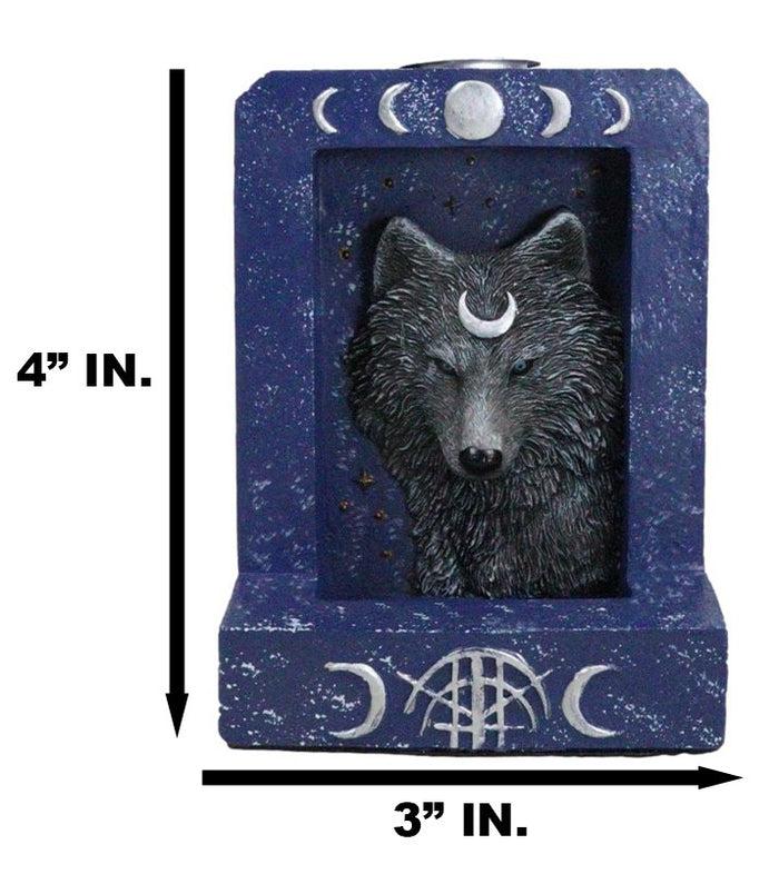 Ebros Gift Phases Of The Moon Alpha Black Wolf With Crescent Mark Backflow Incense Burner