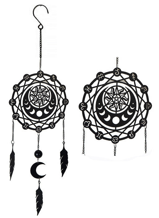ebros gift Phases Of The Moon Zodiac Solar Astrology Dreamcatcher Wall Hanging Decoration