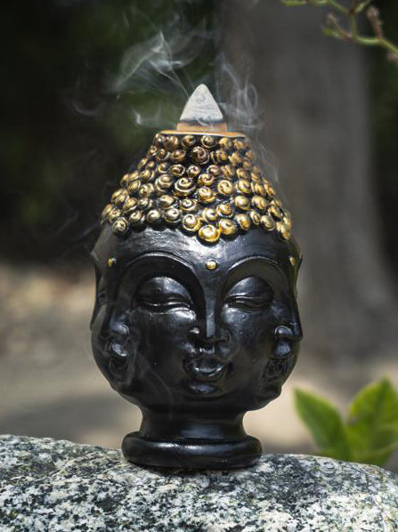 ebros gift Phra Phrom Four Faced Buddha with Ushnisha Head Backflow Incense Cone Burner