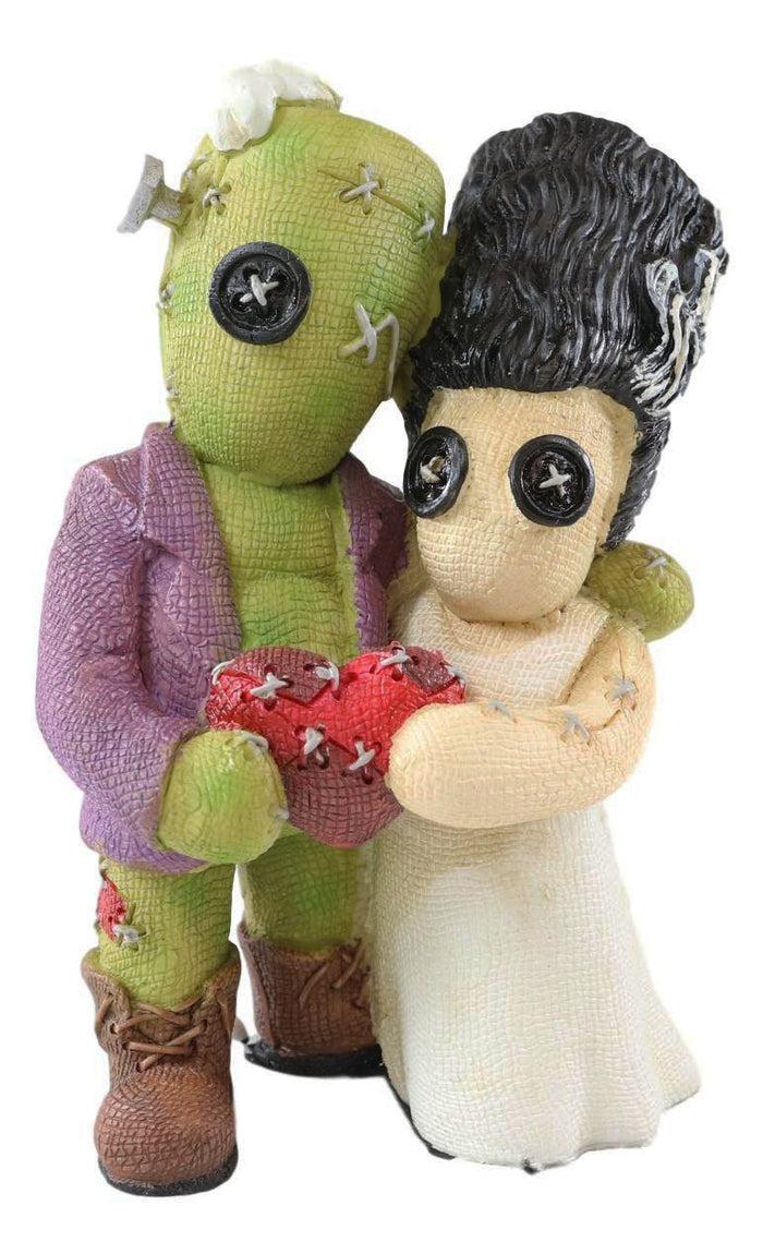 Ebros Gift Pinheadz Frankenstein And Bride Holding Voodoo Red Heart Immortal Love Figurine