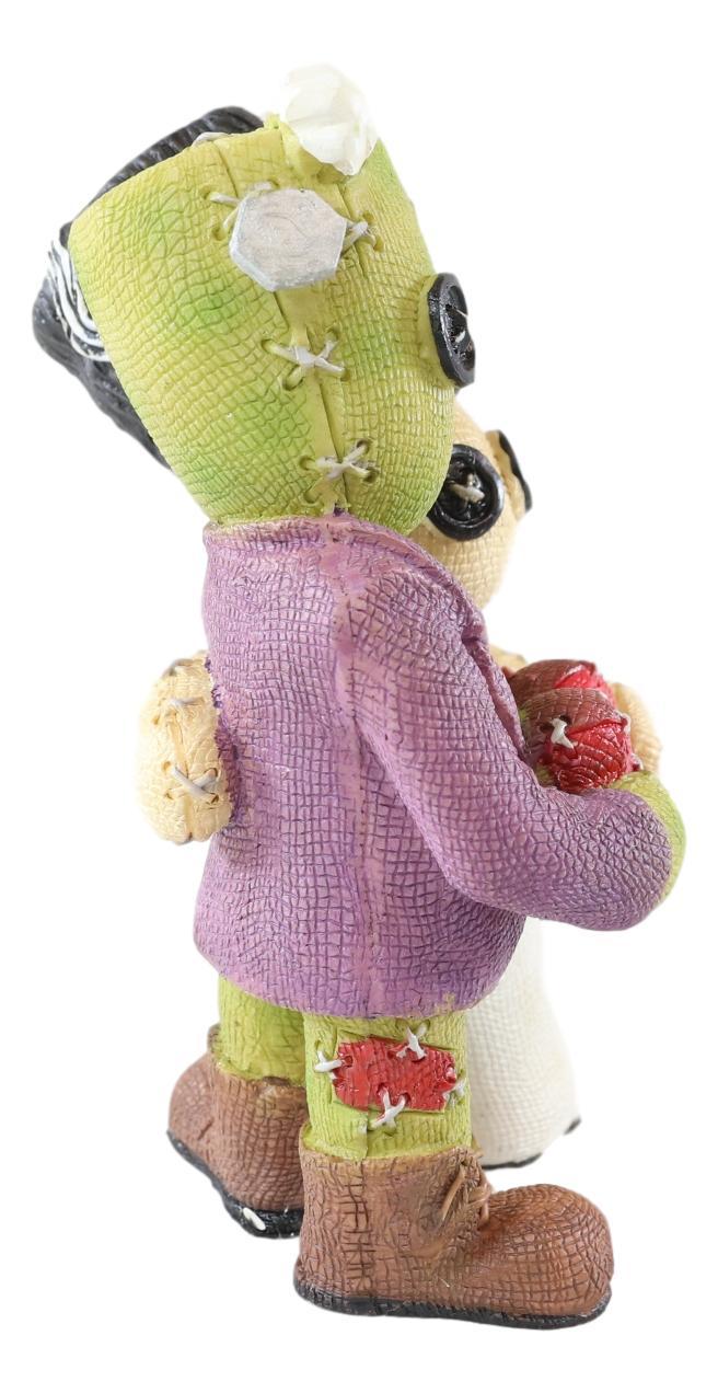 Ebros Gift Pinheadz Frankenstein And Bride Holding Voodoo Red Heart Immortal Love Figurine