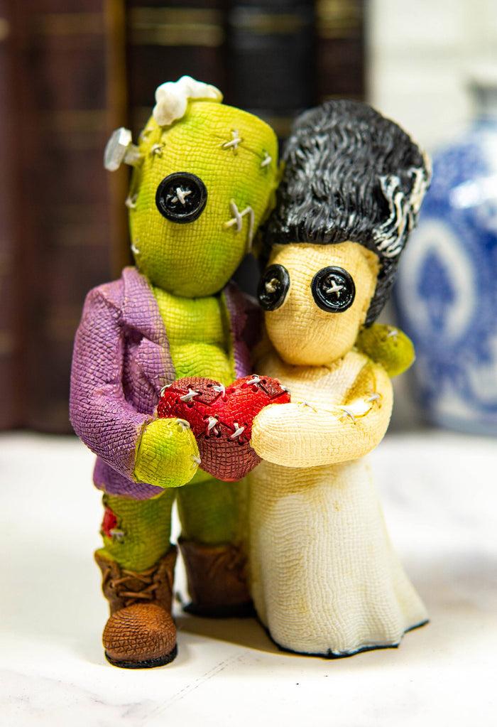 ebros gift Pinheadz Frankenstein And Bride Holding Voodoo Red Heart Immortal Love Figurine