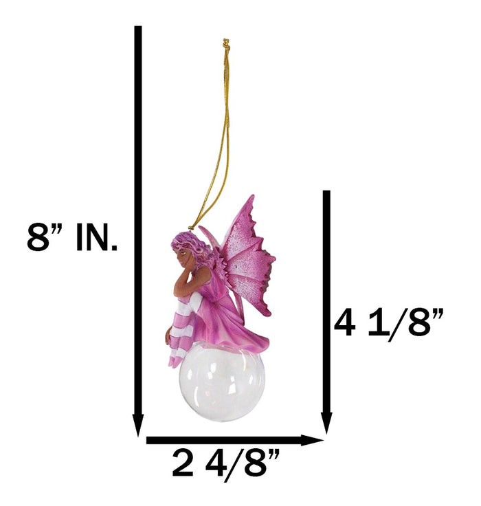 Ebros Gift Pink Peony Bubble Rider Fairy Hanging Ornament Amy Brown Holiday Collection