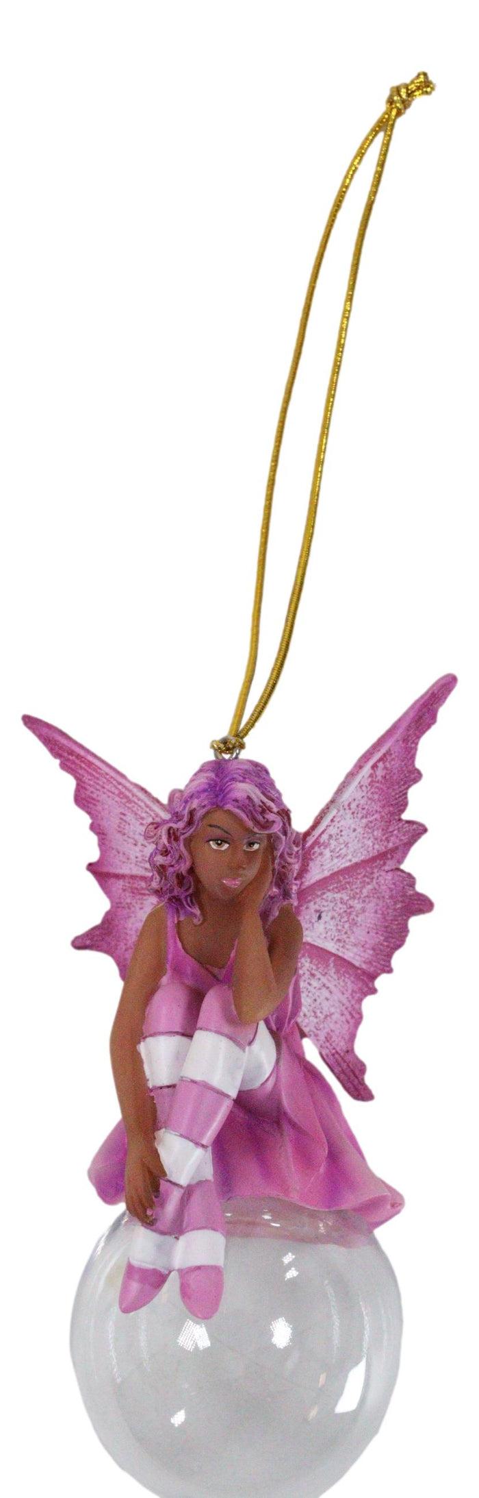Ebros Gift Pink Peony Bubble Rider Fairy Hanging Ornament Amy Brown Holiday Collection