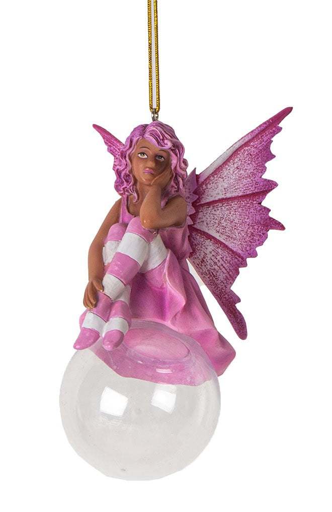 ebros gift Pink Peony Bubble Rider Fairy Hanging Ornament Amy Brown Holiday Collection