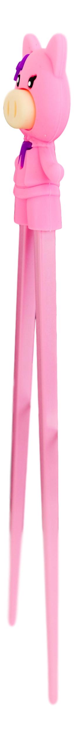 Ebros Gift Pink Ribbon Miss Piggy Pig Reusable Training Chopsticks Set With Silicone Helper