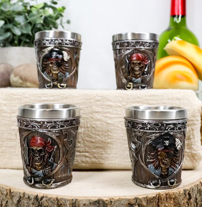ebros gift Pirate Captain And Buccaneer Skeleton Shot Glasses 2-Ounce Set Of 4 Novelties