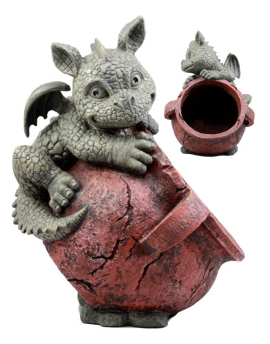 Ebros Gift Playful Climbing Dragon Baby Planter Pot Home Patio Garden Decor Statue 12.5"H