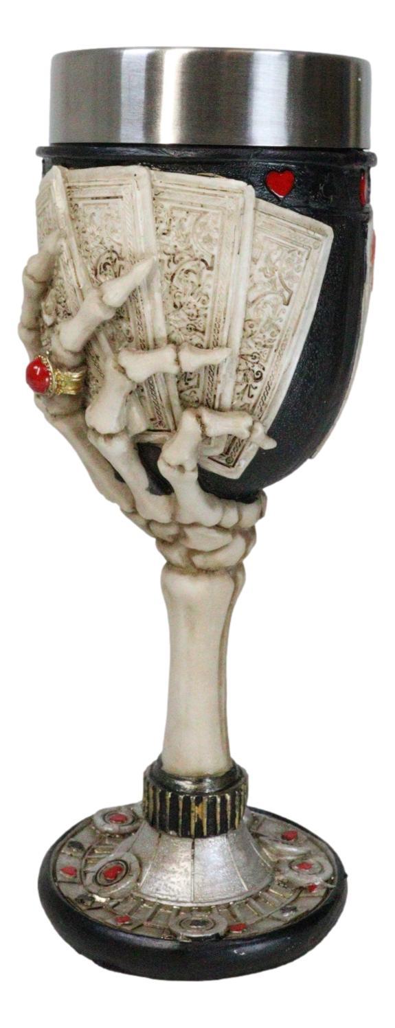 Ebros Gift Poker Cards Casino Royale 4 Of A Kind Aces Skeleton Hand 7oz Wine Drink Goblet
