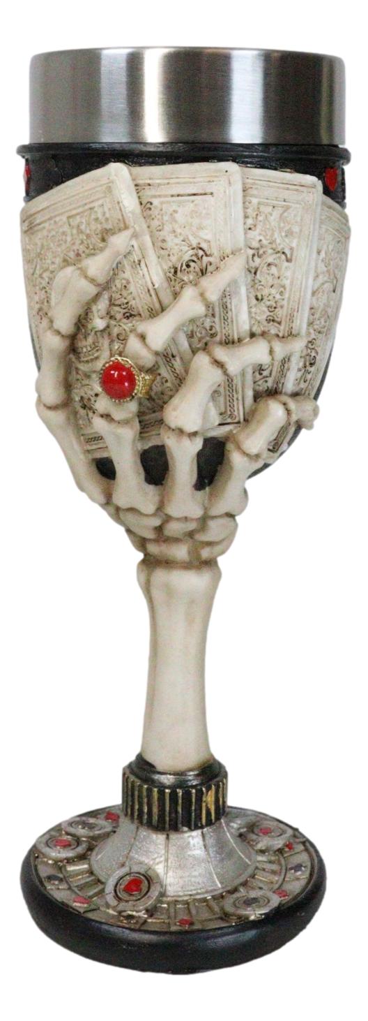 Ebros Gift Poker Cards Casino Royale 4 Of A Kind Aces Skeleton Hand 7oz Wine Drink Goblet