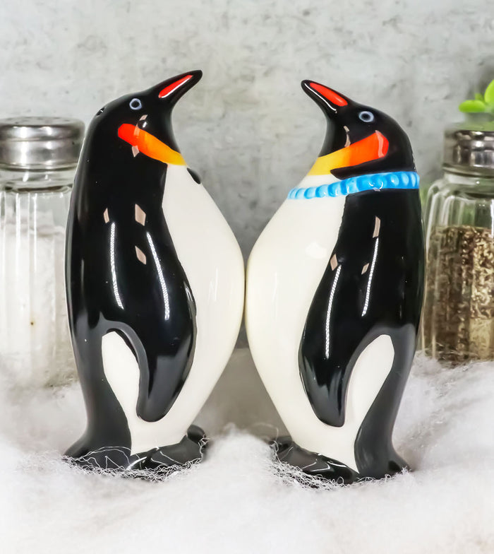 ebros gift Polar Opposites Emperor Penguin Salt & Pepper Shakers Ceramic Magnetic Set