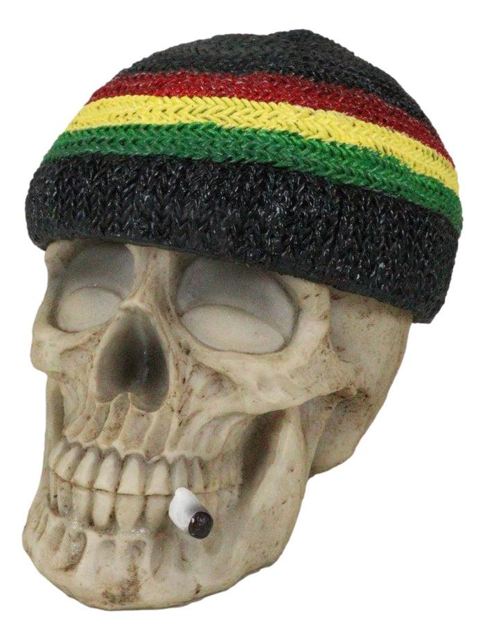 Ebros Gift Positive Good Vibes Gypsy Rasta Skull With Beanie Hat Smoking Decorative Box