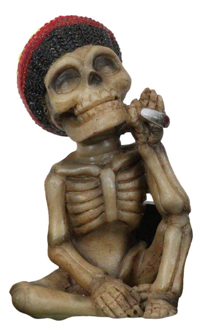 Ebros Gift Positive Good Vibes Rasta Skeleton With Beanie Hat Smoking Rolled Stash Ashtray