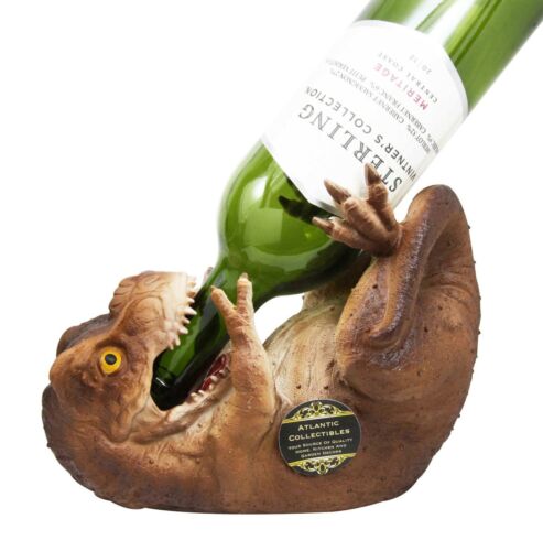 Ebros Gift Prehistoric Dinosaur T-Rex Wine Holder 8.5"Long Kitchen Party Hosting Jurassic