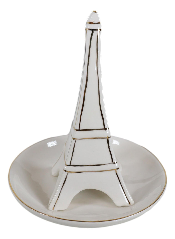 Ebros Gift Pretty France Paris Eiffel Tower Decorative Ceramic Jewelry And Ring Holder Dish