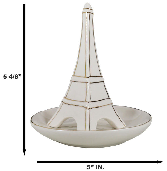 Ebros Gift Pretty France Paris Eiffel Tower Decorative Ceramic Jewelry And Ring Holder Dish