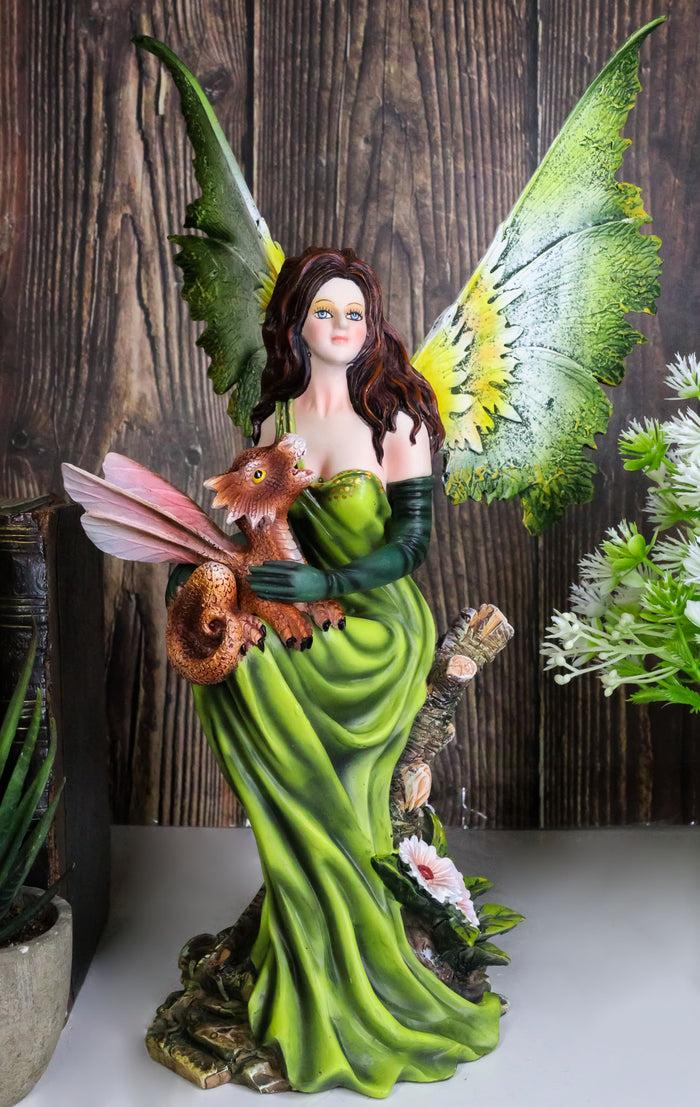 ebros gift Princess Of The Forest Tribal Fairy With Red Dragon Pixie Wyrmling Statue