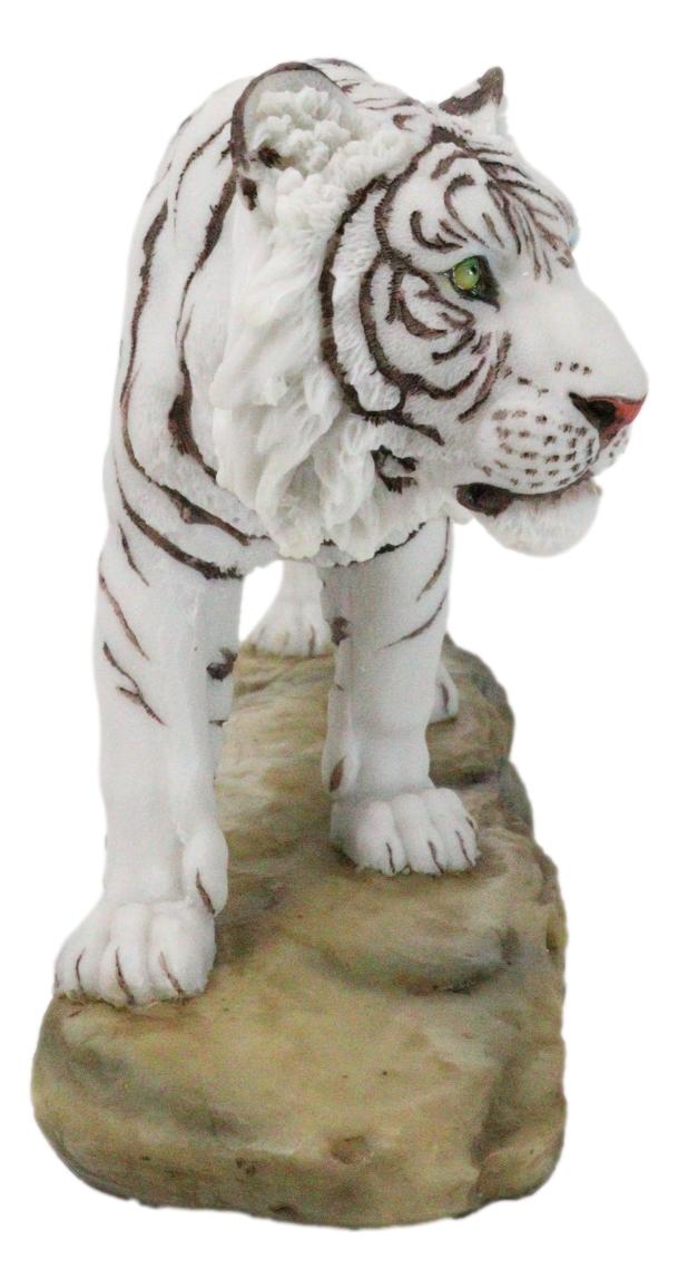 Ebros Gift Prowling Fierce Leucistic Winter White Bengal Tiger Figurine 11.25" L