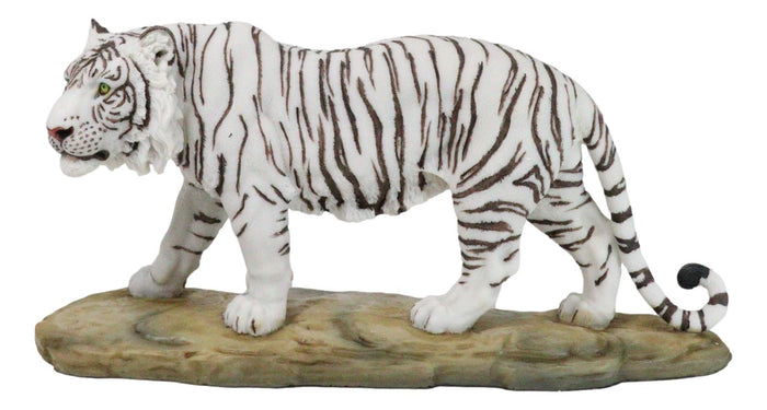 Ebros Gift Prowling Fierce Leucistic Winter White Bengal Tiger Figurine 11.25" L
