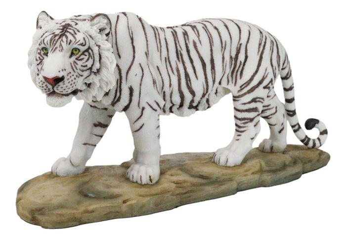 ebros gift Prowling Fierce Leucistic Winter White Bengal Tiger Figurine 11.25" L