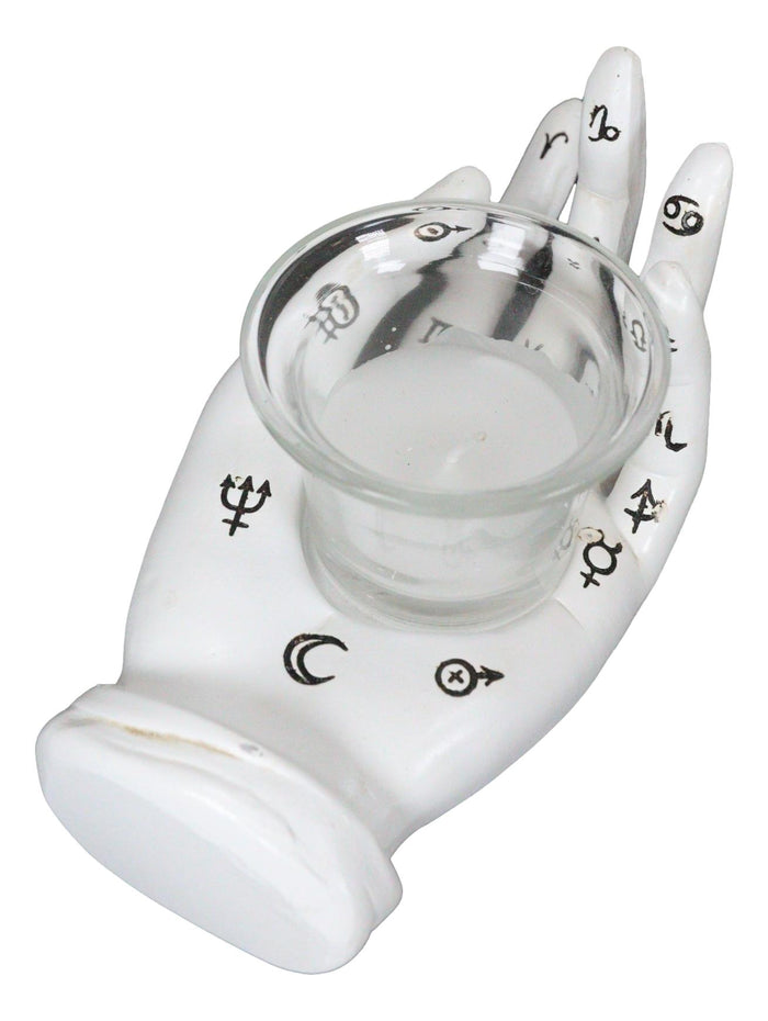 Ebros Gift Psychic Fortune Teller Chirology Palmistry Hand Palm Votive Candle Holder Decor