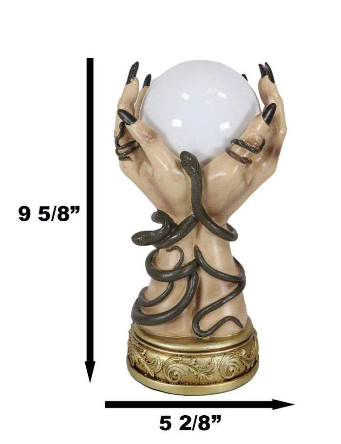 Ebros Gift Psychic Fortune Teller Witch Hands With Snakes Rotating LED Glass Gazing Ball