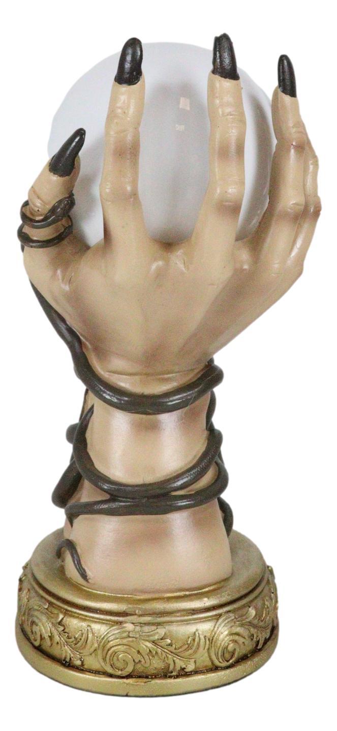 Ebros Gift Psychic Fortune Teller Witch Hands With Snakes Rotating LED Glass Gazing Ball