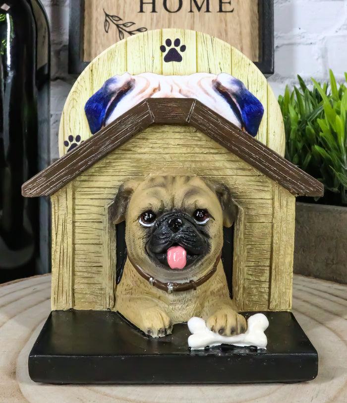 ebros gift Pug Puppy Dog In Kennel Doghouse Holding Bone Coaster Set Holder And 4 Coasters