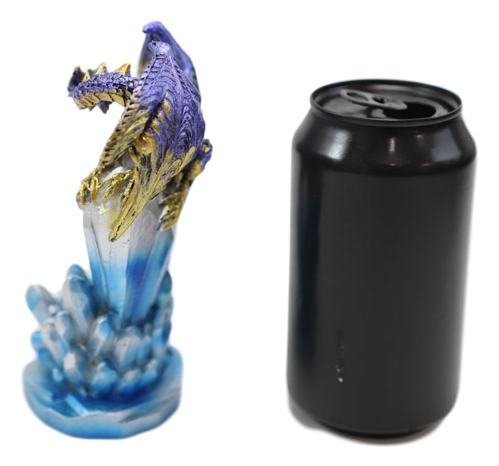 Ebros Gift Purple And Gold Cosmic Dragon On Blue Crystal Stalactite Rock LED Light Statue