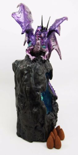 Ebros Gift Purple Azure Quartz Dragon On Gemstone Mountain Backflow Incense Burner Figurine