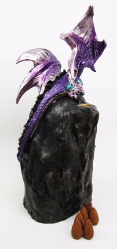 Ebros Gift Purple Azure Quartz Dragon On Gemstone Mountain Backflow Incense Burner Figurine