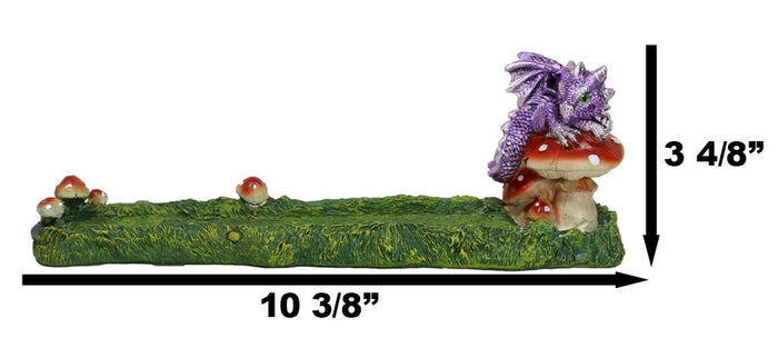 Ebros Gift Purple Baby Dragon On Toadstool Mushroom Pasture Greens Incense Burner Figurine