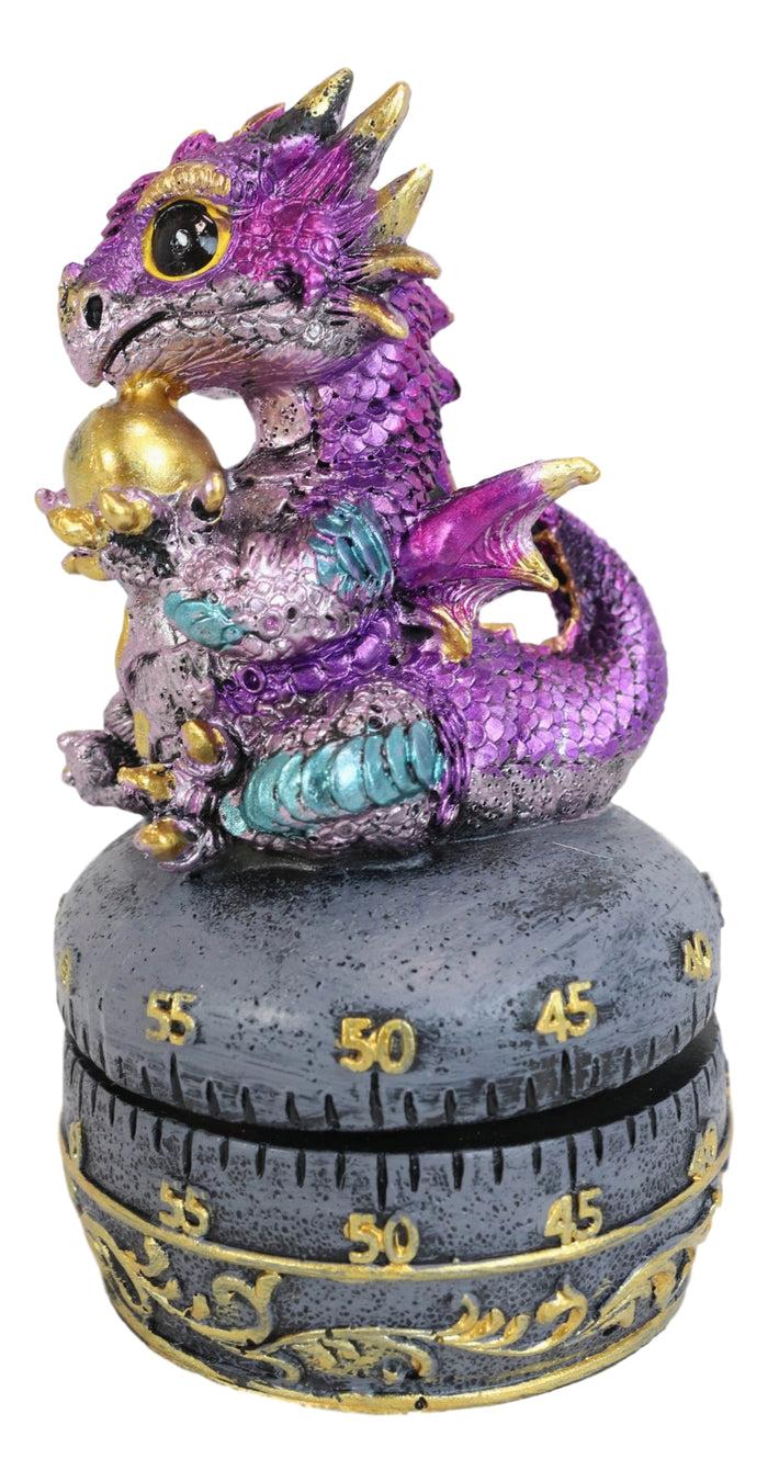 Ebros Gift Purple Baby Wyrmling Dragon Holding Egg Decorative Kitchen Timer Figurine 60 Min