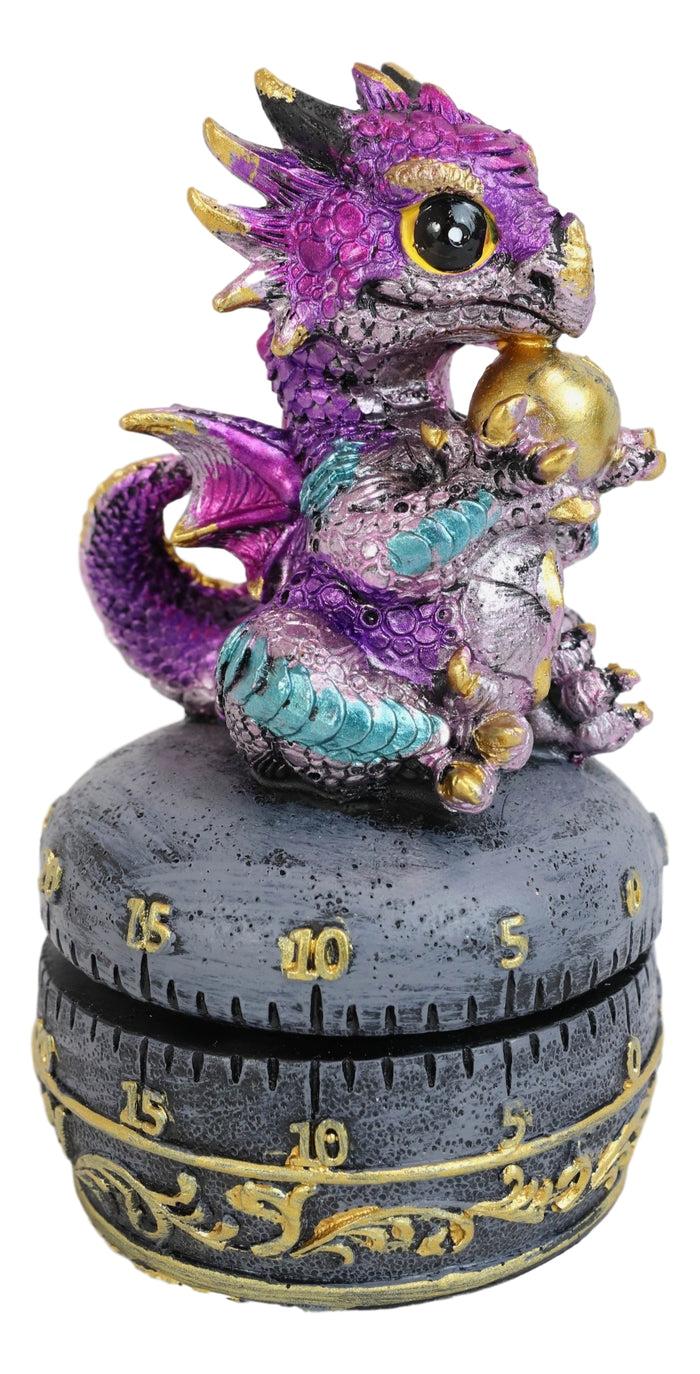 Ebros Gift Purple Baby Wyrmling Dragon Holding Egg Decorative Kitchen Timer Figurine 60 Min