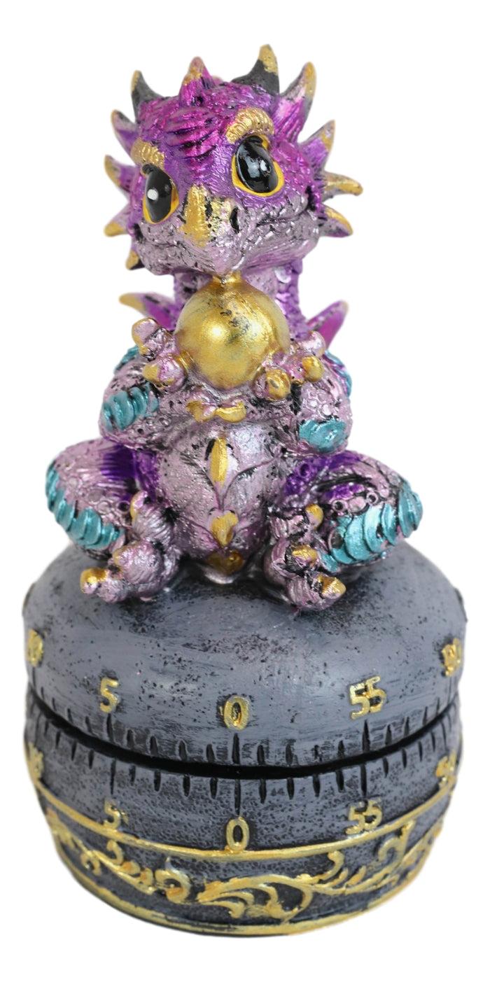 Ebros Gift Purple Baby Wyrmling Dragon Holding Egg Decorative Kitchen Timer Figurine 60 Min