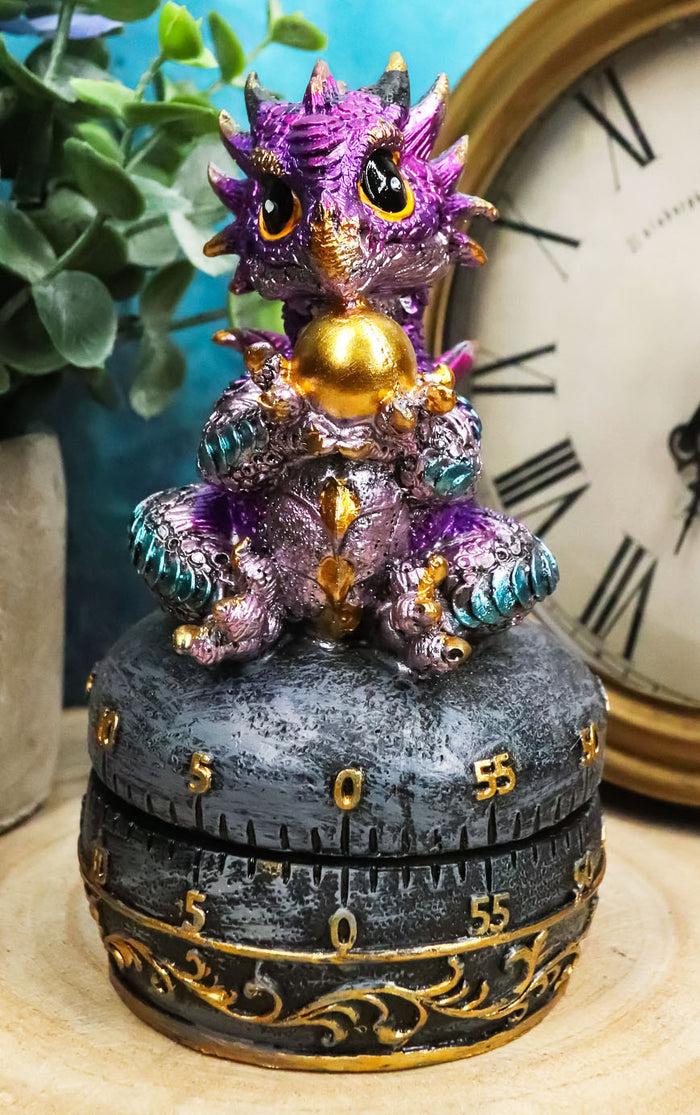 ebros gift Purple Baby Wyrmling Dragon Holding Egg Decorative Kitchen Timer Figurine 60 Min