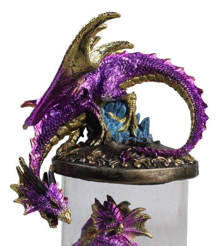 Ebros Gift Purple Dragon Guarding Hatchling Celtic Knot Canister Backflow Incense Burner