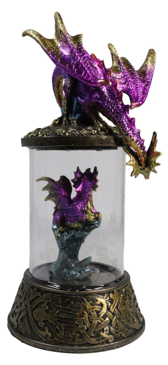 Ebros Gift Purple Dragon Guarding Hatchling Celtic Knot Canister Backflow Incense Burner