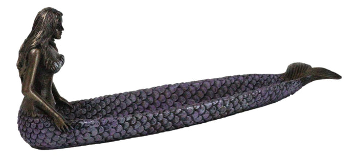 Ebros Gift Purple Hues Ocean Mermaid Ariel Sitting With Tail Out Basin Catch Incense Burner