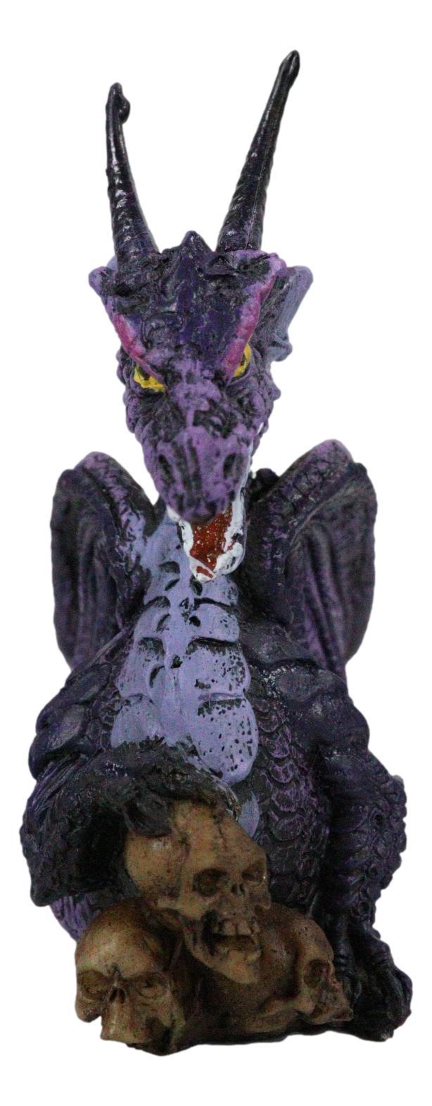 Ebros Gift Purple Night Sky Dusk Skull Grave Dragon Growling Incense Holder Burner Figurine