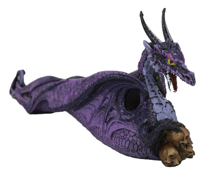 Ebros Gift Purple Night Sky Dusk Skull Grave Dragon Growling Incense Holder Burner Figurine