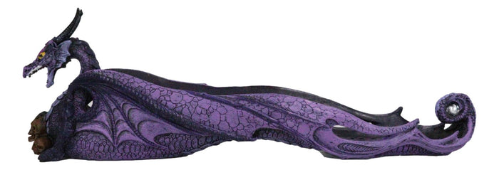 Ebros Gift Purple Night Sky Dusk Skull Grave Dragon Growling Incense Holder Burner Figurine