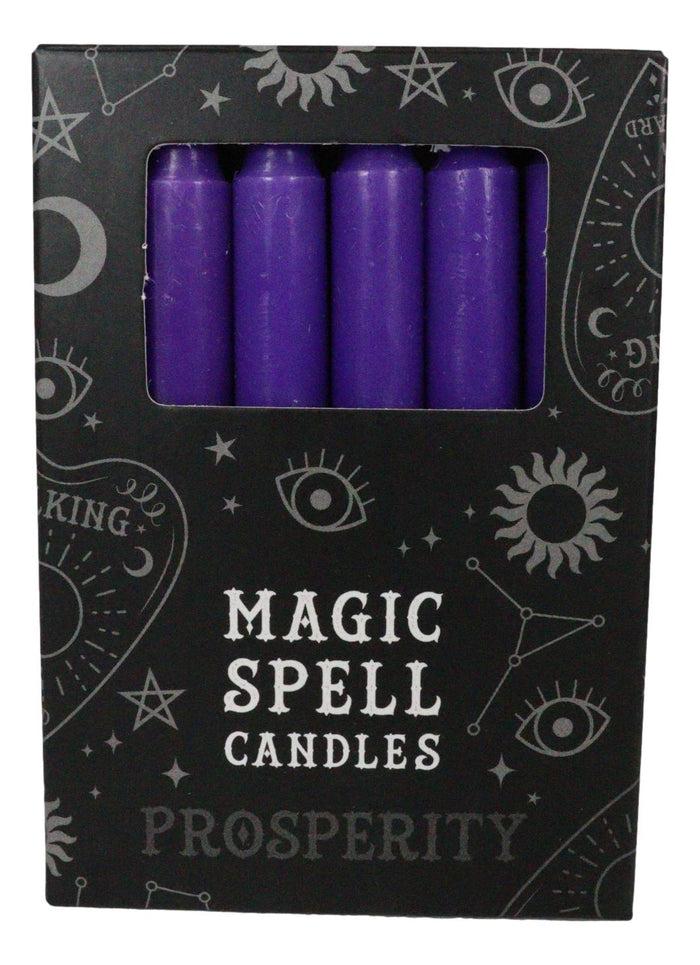 Ebros Gift Purple Rich Prosperity Pack Of 12 Wicca Occult Witch Ritual Spell Chime Candles