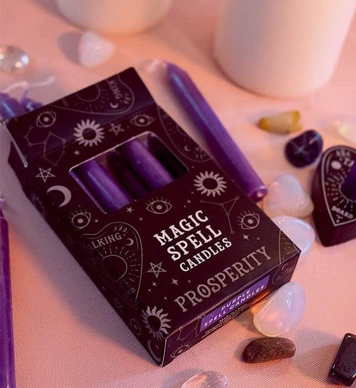 ebros gift Purple Rich Prosperity Pack of 12 Wicca Occult Witch Ritual Spell Chime Candles