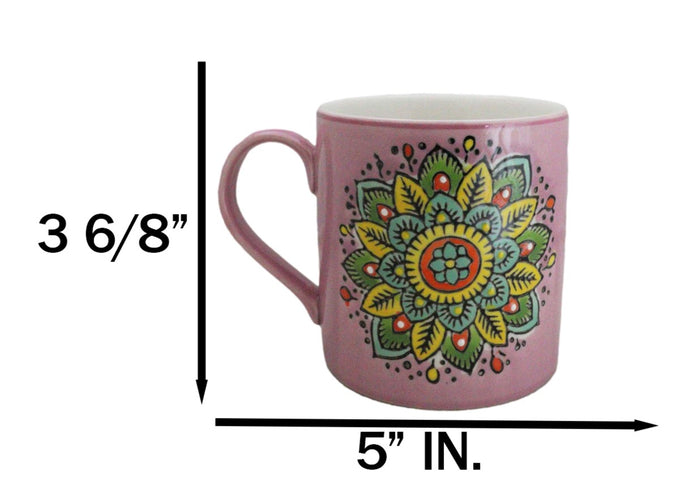 Ebros Gift Purple Sahasrara Crown Chakra Zen Flower Of Life Mandala Circle Ceramic Mug Cup
