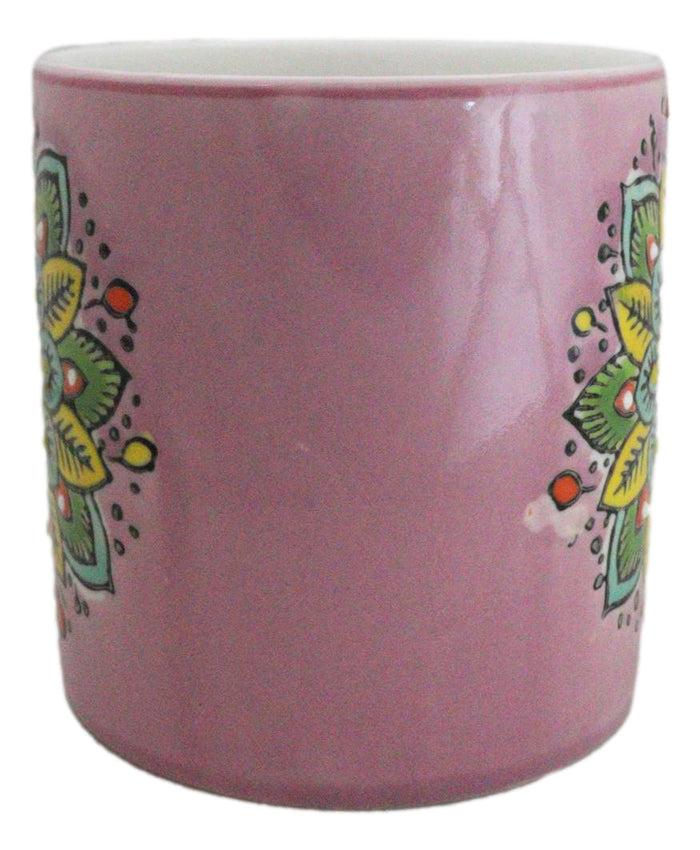 Ebros Gift Purple Sahasrara Crown Chakra Zen Flower Of Life Mandala Circle Ceramic Mug Cup